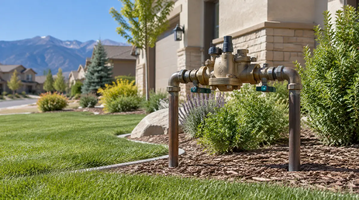 Backflow preventer assembly installed in a yard